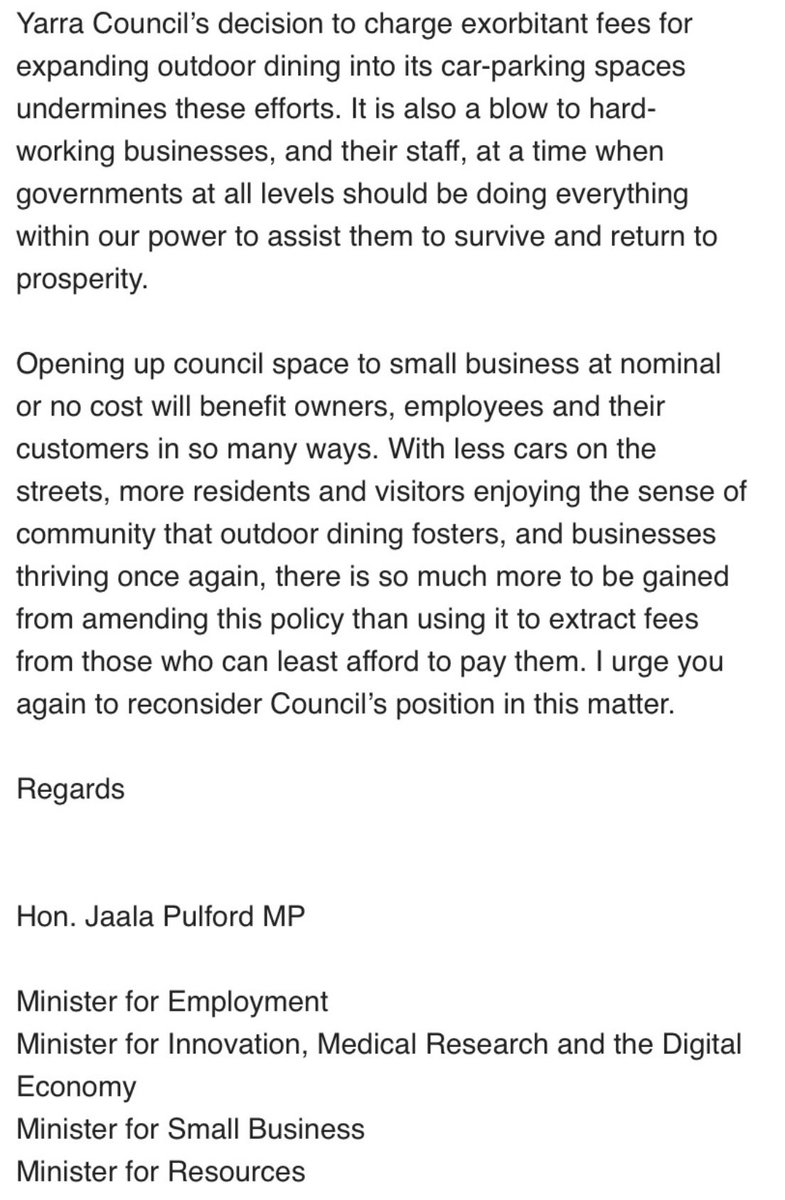 stephenjolly99's tweet photo. Minister writes to Yarra Council over parklet fees https://t.co/jabwW46jiQ