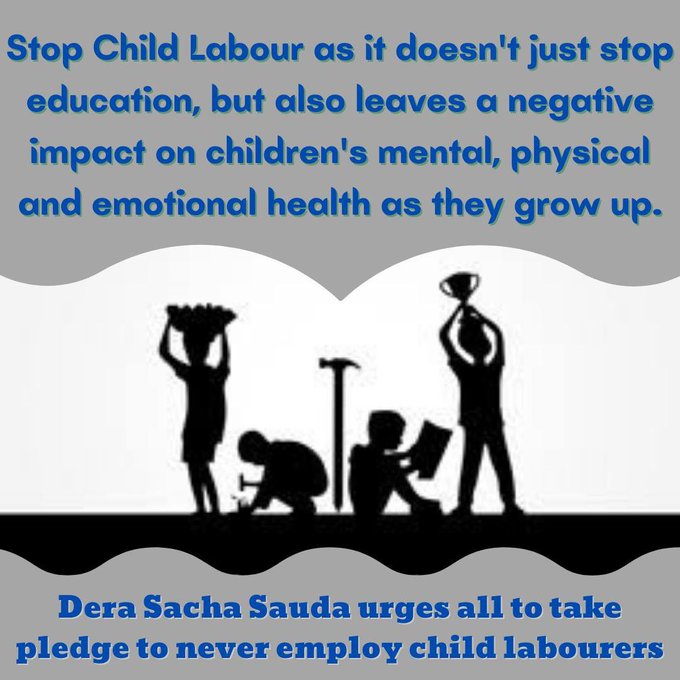 Do you know every child has the right of education and established his career in the desired field and  #StopChildLabour as it destroys all dreams and 
#SayNoToChildLabour give inspiration by 🙋
Saint Dr. Gurmeet Ram Rahim Singh Ji Insan #MissionSmile