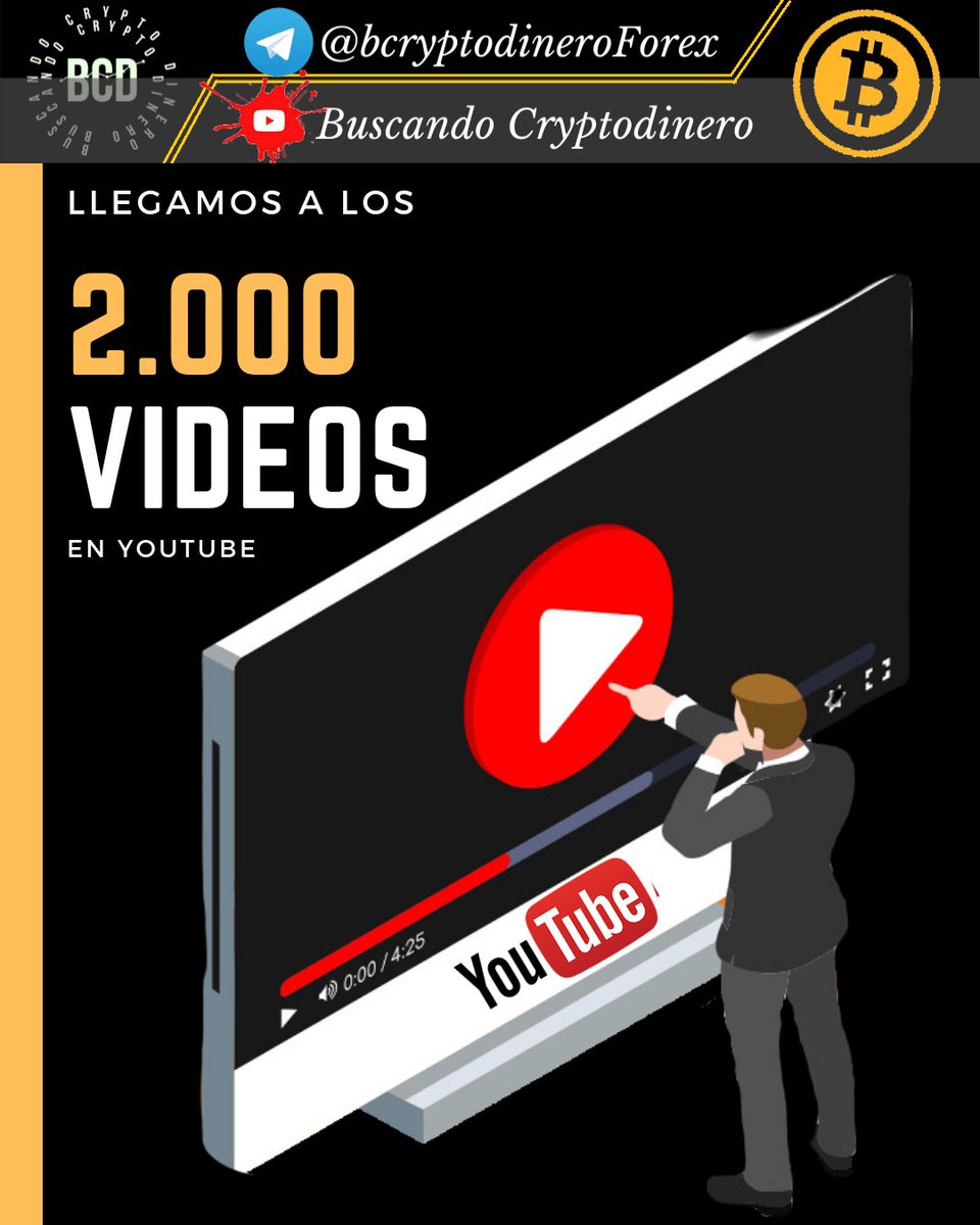 BCryptodinero's tweet photo. Después de 3 años de constancia y dedicación, el día de hoy subí el video numero 2.000 en YouTube .🥰🥰😍🚀🚀

Gracias a todos ustedes.

💥🚀💥👇SIGUEME
https://t.co/VEl7278bh1

#youtube
#BTC
#cryptocurrency  
#hold #HODL #Crypto https://t.co/EzZIjIieFj