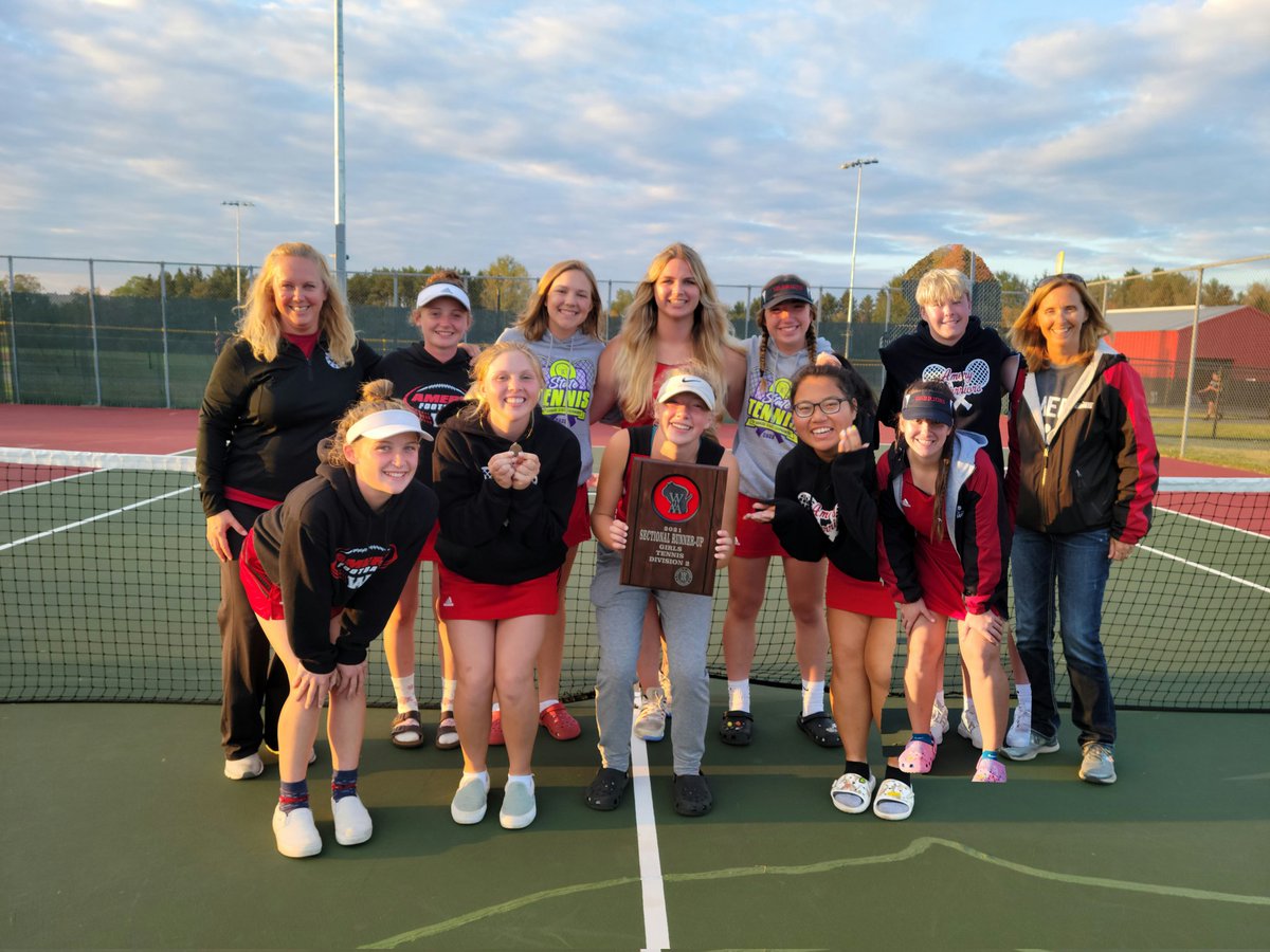 CurtissShayne's tweet photo. Hey, look what this tennis team accomplished this year! Second place finish (out of 17 teams) at the WIAA Tennis Sectional tournament today in Baldwin! Nice work Warriors! Shout out to Deidra Meyer who also qualified for the Individual State Tournament next week! https://t.co/nk8F88UyOj