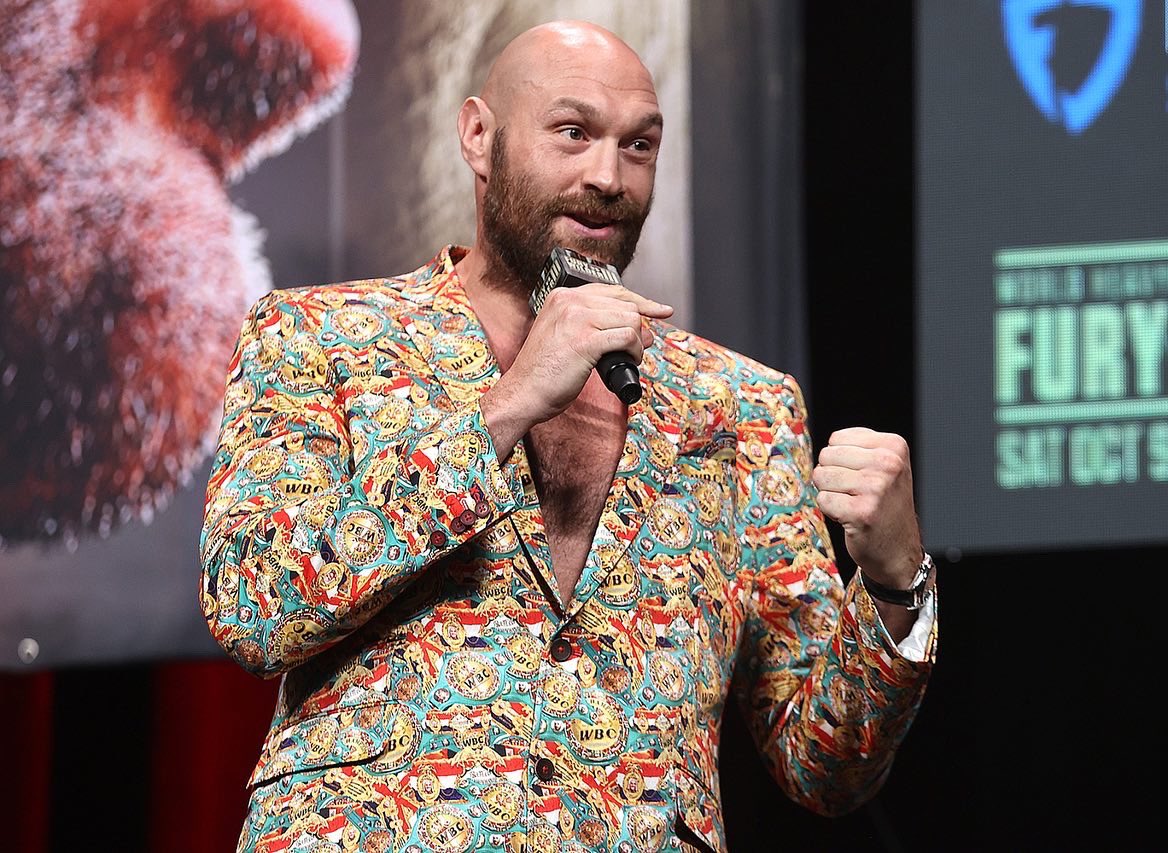 Tyson_Fury's tweet photo. The Champ is here! #furywilder3 

@BronzeBomber ‘you’ve been beat, you’ve been humiliated and you’ve been busted! End of. And that’s it. There’s NOONE here that can accept the fact that this P*ssy got his ass handed to him NOT once, NOT twice and he can’t do NOTHING about it!’ https://t.co/9QpgDGNw1h