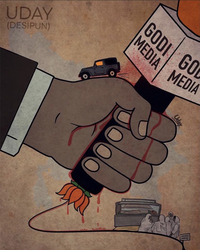 SherniBanke06's tweet photo. Godi media is equally responsible for the deaths of farmers 

#BJP_MassacredFarmers https://t.co/23OmGIjcVn