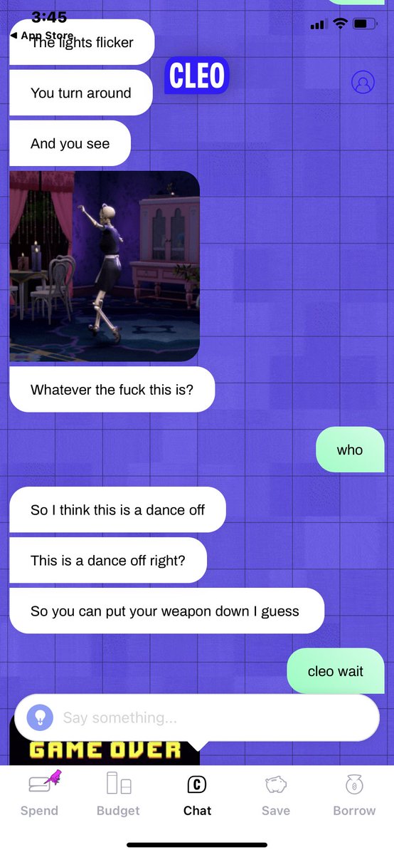 Bonita_801's tweet photo. @meet_cleo 😂 @meet_cleo Roasted me, she didn’t hold back! I had a dance off with this maid skeleton &amp; she ended me. GAME OVER 🤣

#CleoSimulation https://t.co/7AjFh8e1sk