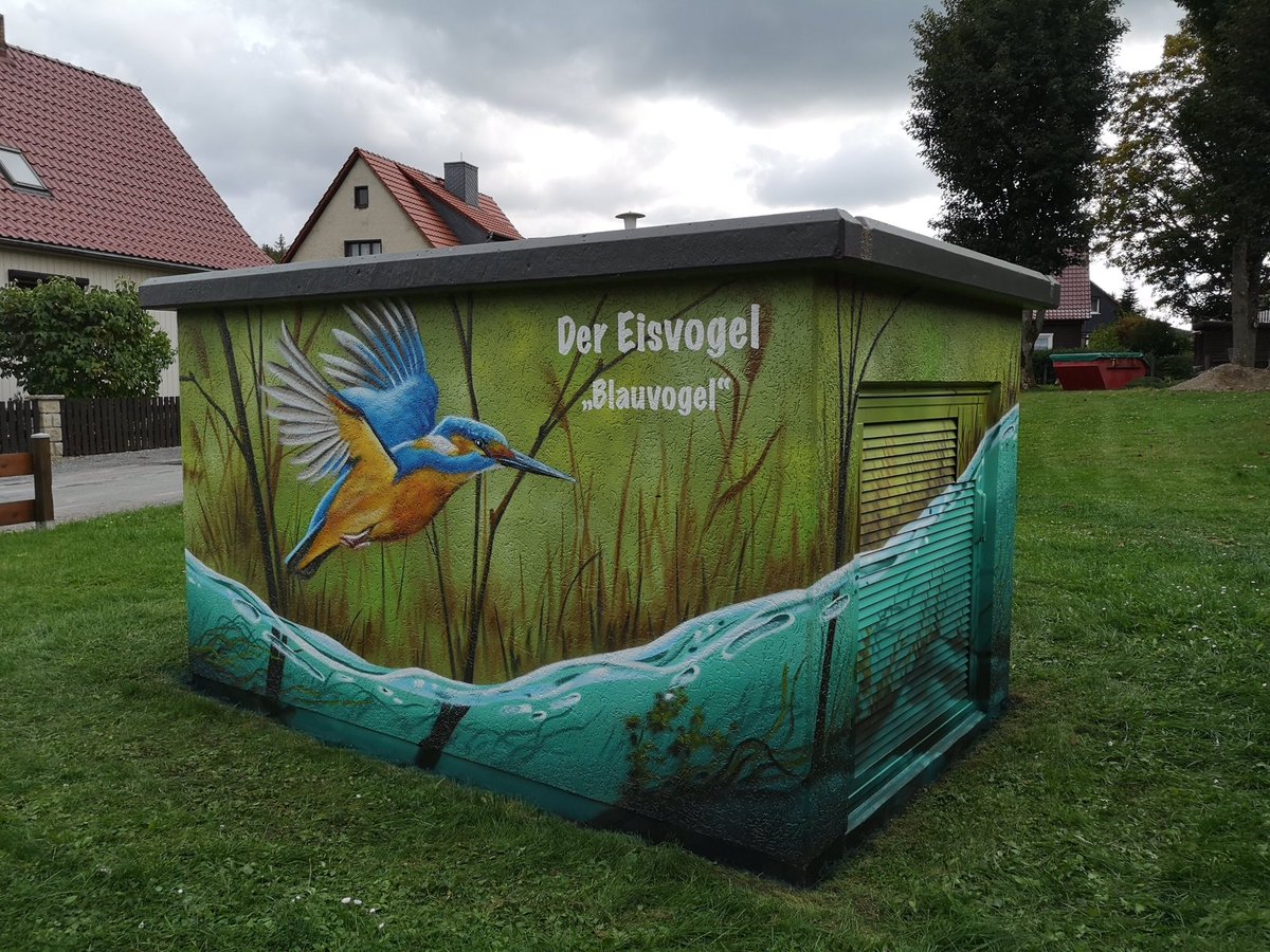 CoraLandshuter's tweet photo. #Eisvogel #Blauvogel als #Trafokunst von @AvaconAG #Hasselfelde #oberharzambrocken https://t.co/o3ZkJ8dXpA