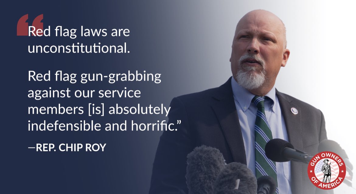 GunOwners's tweet photo. Thank you @chiproytx for standing up for our Second Amendment rights in Congress.

Because of his work with GOA and our grassroots, Republicans are demanding red flag gun confiscation orders be removed from the NDAA! https://t.co/dQ9M4MEzzd