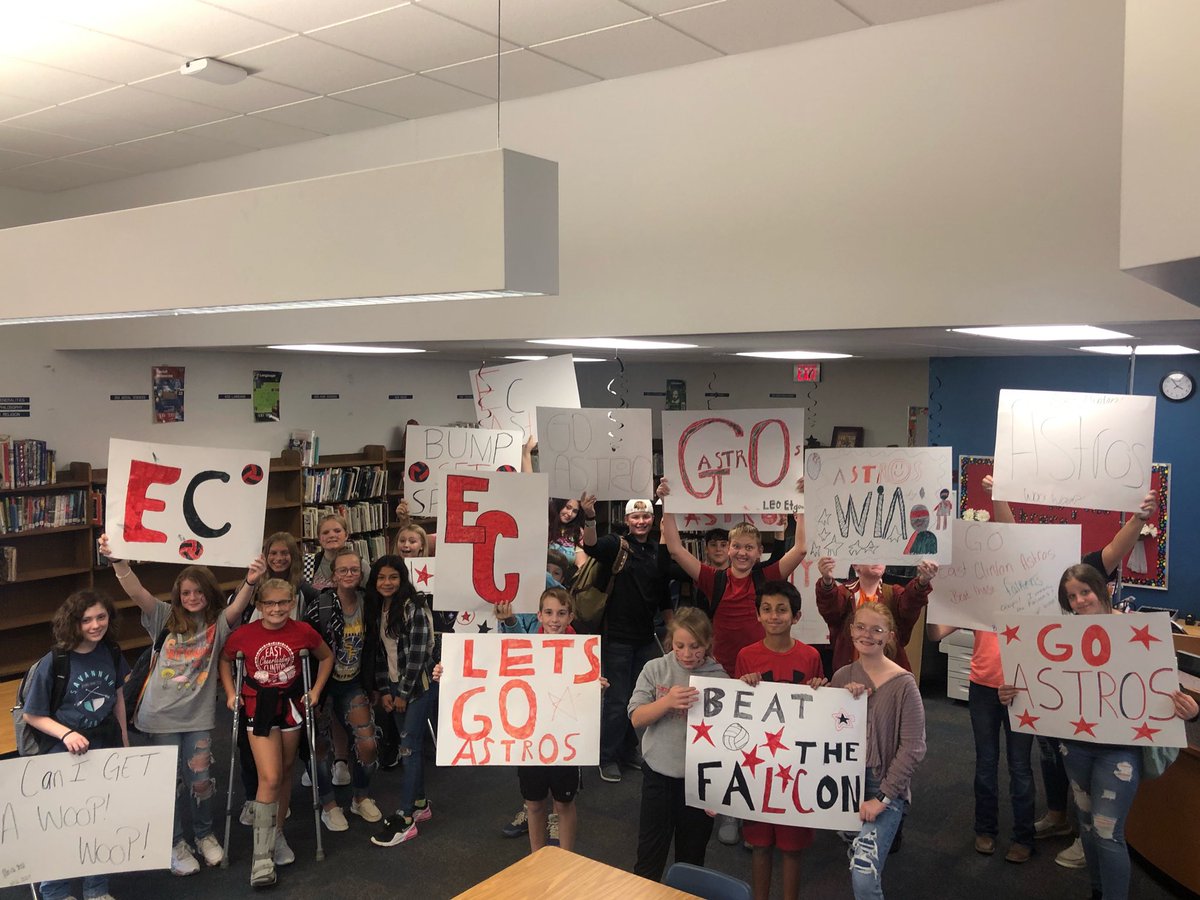 Tonight is student spirit night for the ECMS volleyball teams. Students stayed after school to create signs and cheer our teams onto victory!