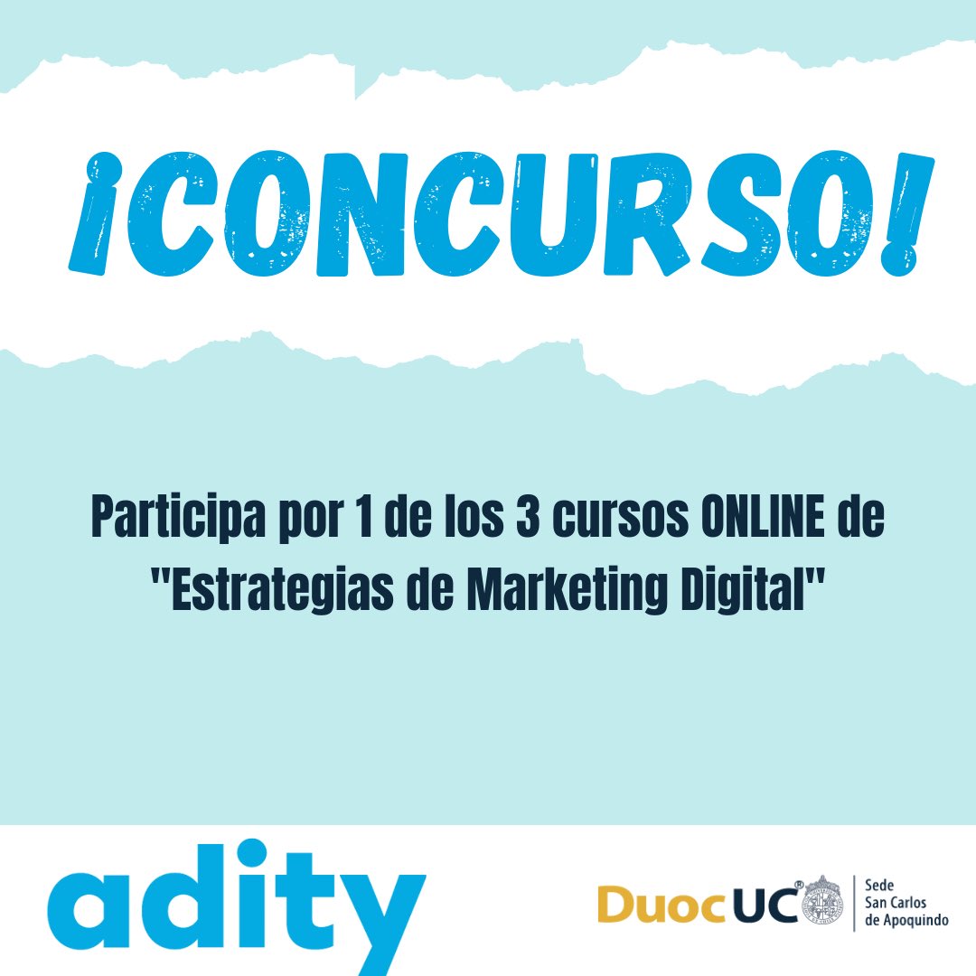 SSMA2021's tweet photo. ¡Recuerda que tenemos disponible un concurso junto a Adity! 📌
Para participar sólo debes llenar un formulario disponible en nuestra biografía 📋 y seguirnos en todas nuestras RRSS (en el mismo link aparecen la opción) 🙌🏻🎯

#RRPP #SocialMedia #MarketingDigital #DuocUC https://t.co/7G8wxZxzbJ