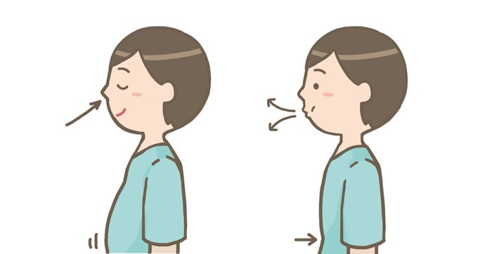 腹式呼吸のtwitterイラスト検索結果