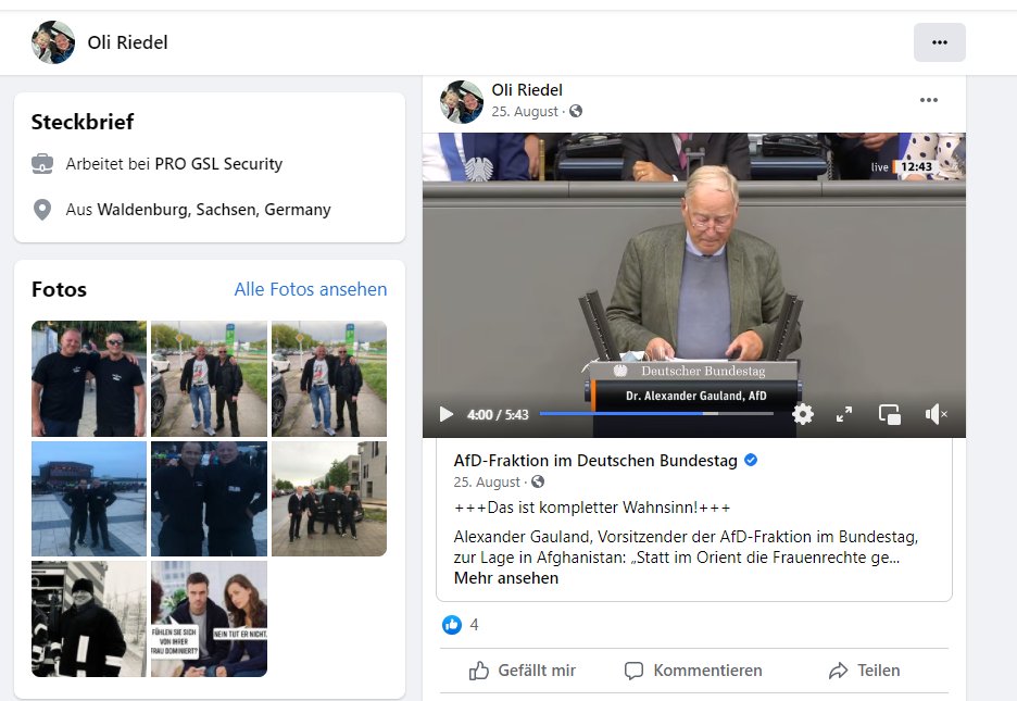 SvenIsHell's tweet photo. "PRO GSL Security"-Riedel hat jetzt sein FB-Profil dicht gemacht, da war vorhin noch mehr zu sehen.
#westin #le0510 #Sachsen #noafd #Leipzig #recherche https://t.co/lPxeGEOJYd