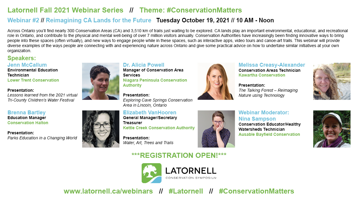 conont's tweet image. Latornell Fall Webinar Series
Reimagining #ConservationArea Lands for the Future
Tues, Oct 19, 2021 | 10am-12pm

LEARN MORE/REGISTER: bit.ly/3DhLUkx
#Latornell #ConservationMatters #OutoorEducation #EnvironmentalEducation #outdoorlearning #STEM #teachers #educators🌲🚶‍♀️📚