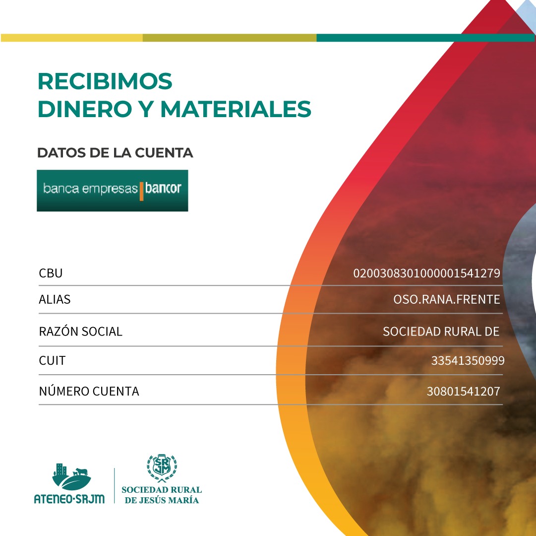 ℹ️ Info para colaborar con los incendios 🔥 en el norte cordobés: