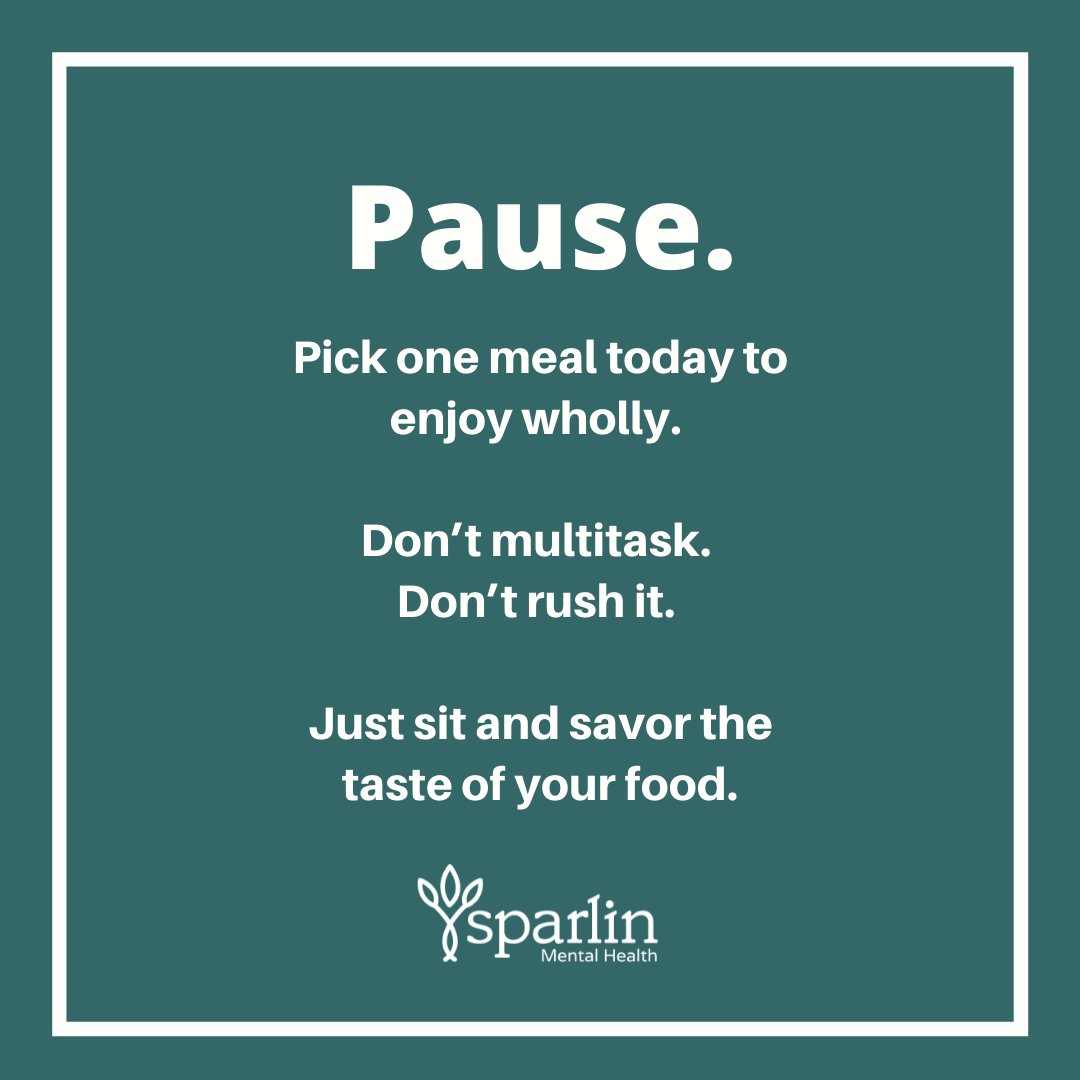 SparlinSTL's tweet photo. For your #MidweekMindfulness tip, the focus is food! 💚

Pick one meal today to enjoy wholly. Don’t multitask. Don’t rush it. Just sit and savor the taste of your food.

#mindfulness #Wednesday #StLouis https://t.co/gX6G1kt9gd