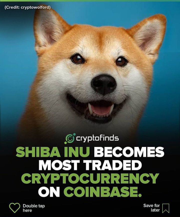Shiba Inu has become the most traded cryptocurrency on coin base

#cryptocurrecy #BSCGem #Binance #Crypto #ShibaCoin #MiniFloki #PancakeSwap #NanoDogeCoin #poodlparty #CryptoNews
#opensource #DEVCommunity #javascript #MachineLearning #Flutter #Python #AWS #DevOps #100DaysOfCode