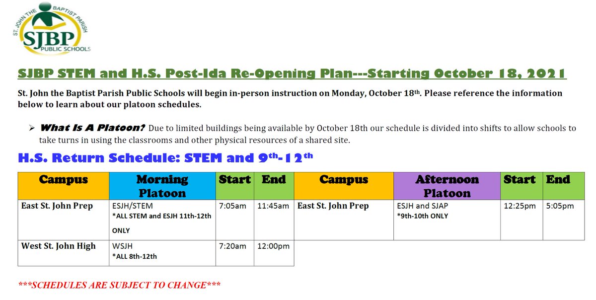 SJBPS118's tweet photo. Post Ida School Re-Opening Information for Parents &amp; Students-visit our district website to download a copy.  https://t.co/g61Qyhc7RI https://t.co/nqcN1iE7Fz