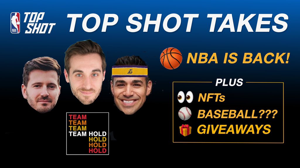 TeamHoldNFT's tweet photo. We are back at 9pm est talking all things #NBATopShot and @gdun will probably make us talk some baseball.
Then stick around for some #InsideJeb with @ActuallyJebBush @Adeepthret and @kevinforch
https://t.co/amX9uWVF7T https://t.co/XgsNCKQaFF