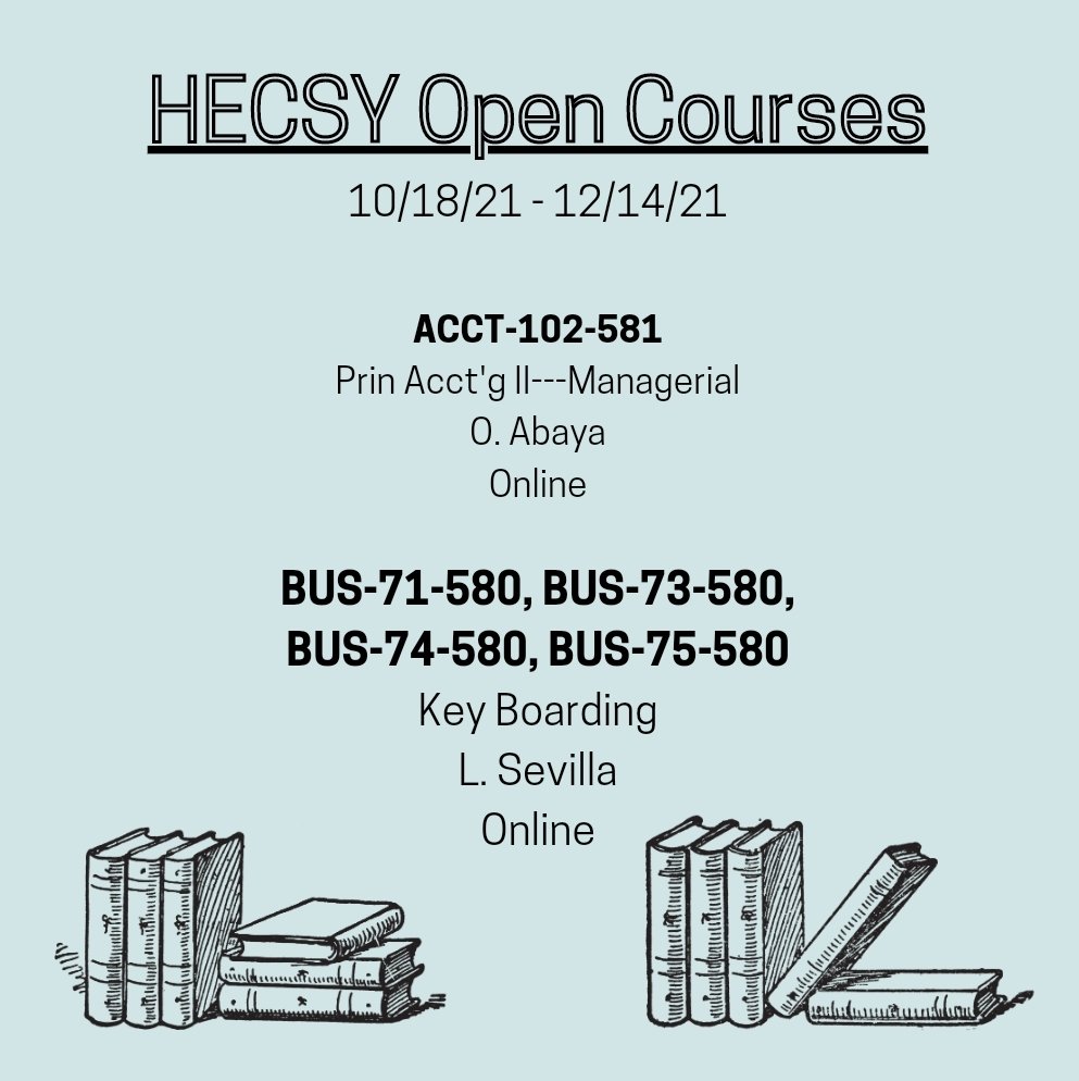 swc_hecsy's tweet photo. Hey Jags! It's not too late to sign up for Fall classes! Second 8 week courses begin on October 18th! Go to https://t.co/J0g52O4c72 for full listing of open classes. 💻📚
#swc #hecsy #fa21 https://t.co/ySXMTFLFm7