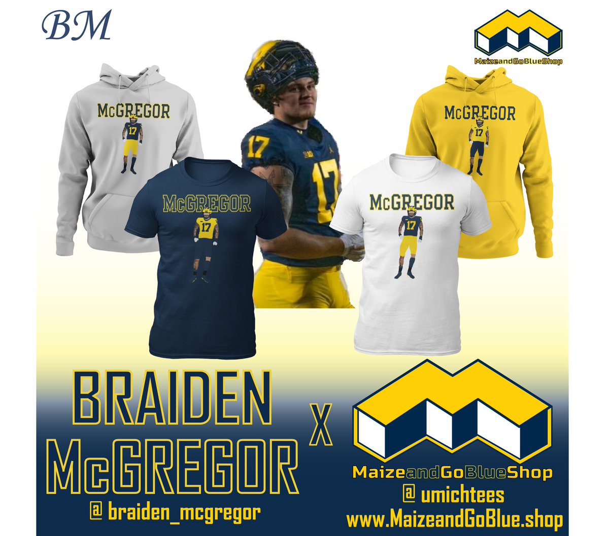 maizeandgoblue's tweet photo. 〽️ @BraidenMcgregor x @maizeandgoblue COLLAB 〽️

Tees ONLY ($10) Hoodies ($20)

https://t.co/xj3ncYbcs1 https://t.co/kKJjUaHWMO