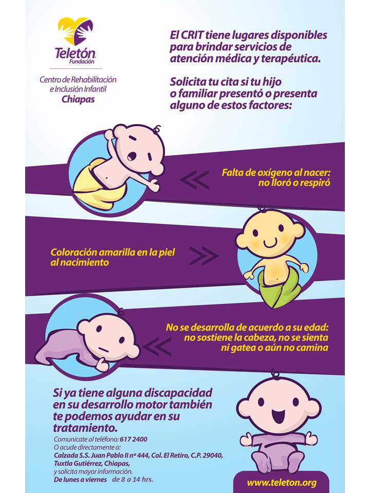 SilviaArely's tweet photo. El #CRIT tiene lugares disponibles para brindar servicios de atención médica y terapéutica … solicitas cita para tu hij@ o familia si :
#TeletonChiapas #teleton #Chiapas https://t.co/R3zjjQFB5X