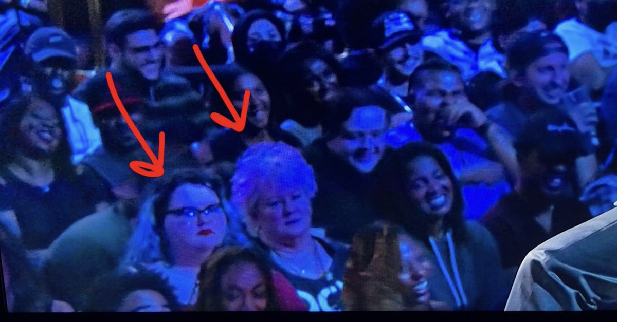 cjjohnsonjr's tweet photo. I watched Dave Chappelle’s new special and I could not stop looking at these two in the audience. They were NOT having a good time. https://t.co/u1cpci0TPg