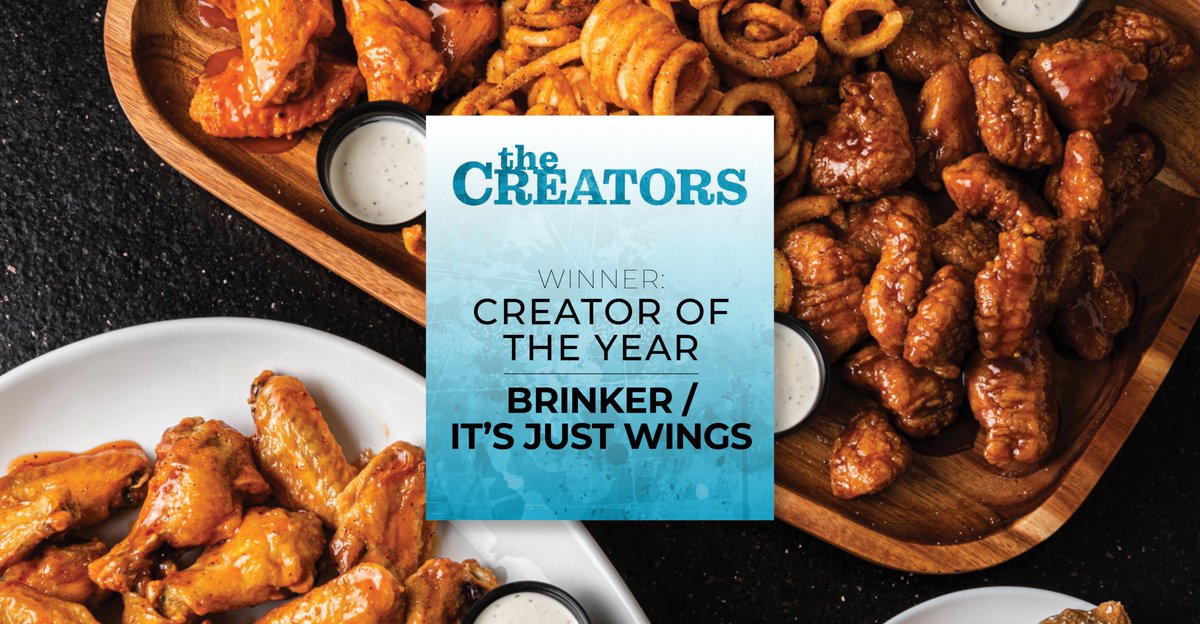 NRNonline's tweet photo. Nation’s Restaurant News names Brinker International/It’s Just Wings winner of first CREATOR of the Year Award https://t.co/lQr2Vb9pky @BrinkerIntl @Its_JustWings https://t.co/QT0oyemDZp