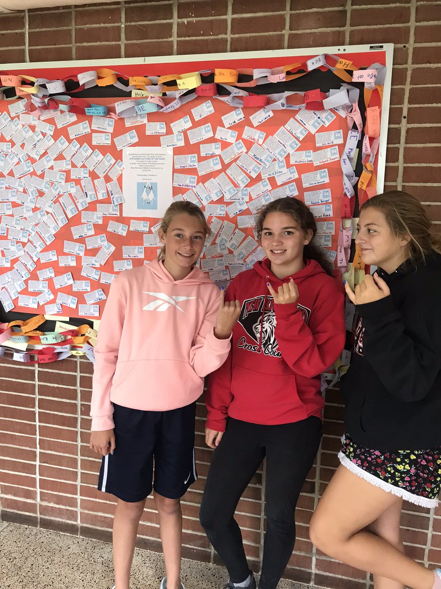 NRMS Pride Crew leading the way with one of our Anti-Bullying activities today. A simple Pinkie Promise pledge to be an Upstander and to Stand up for Good. Thank you for all of your help and being positive leaders. <a href="/NRMiddleSchool/">Court Lilly</a> <a href="/NREVSD/">New Richmond EVSD</a> #kindness #Youmatter