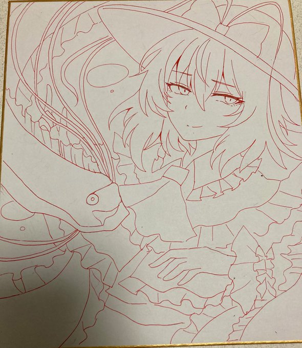 リュウグウノツカイ描いてみたくて衣玖さんと一緒に描いてみた🌺
左が下描きで右が出来たやつ(^○^) 