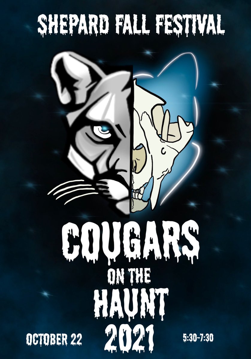 Shepardtheatre's tweet photo. Calling all spooky cougars! Shepard middle school is gearing up for the scariest party of the season! Join us on Friday, October 22nd, for our spooktacular FALL FESTIVAL! There’ll be food, fun, and frights from 5:30-7:30 on campus. https://t.co/5LseMaufG8