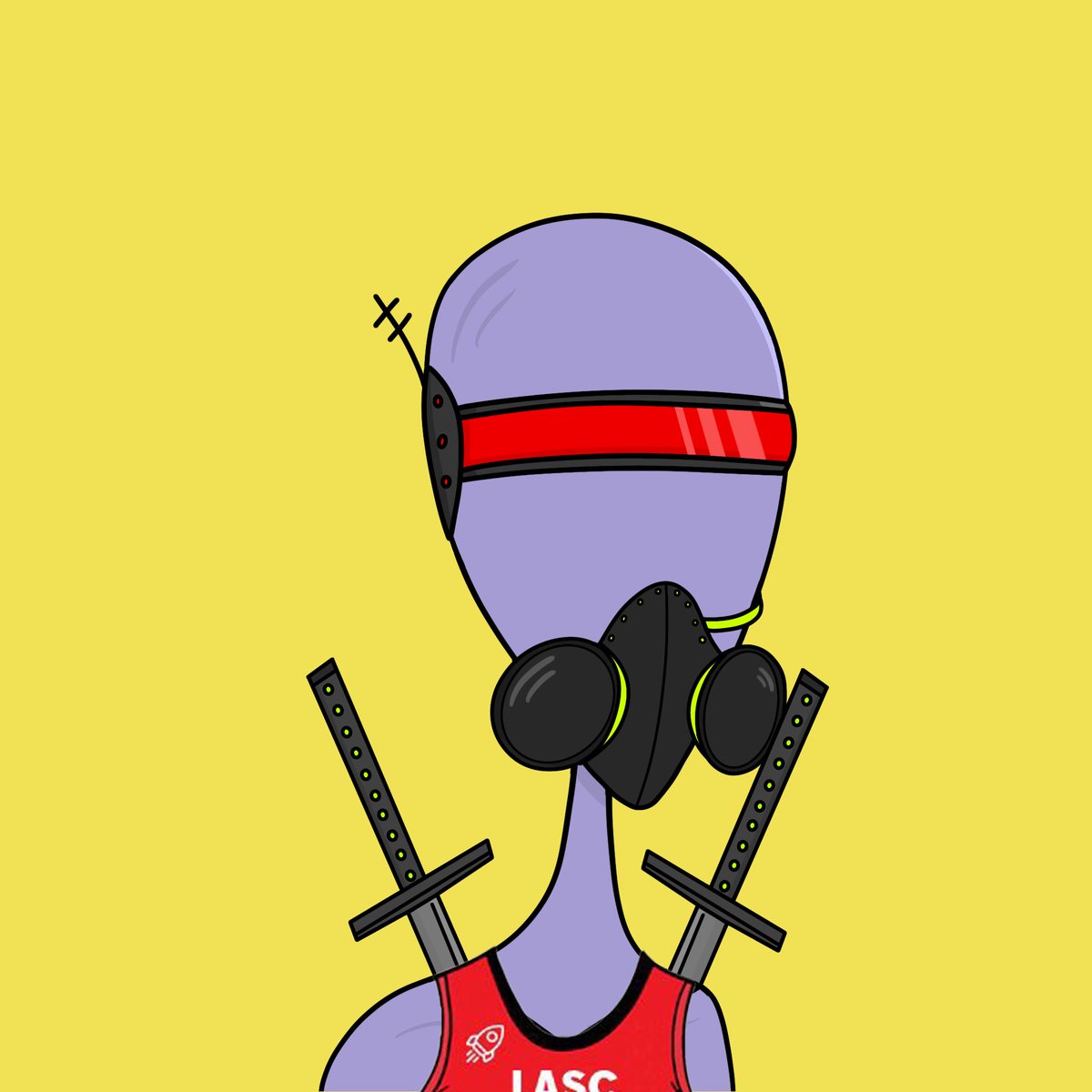 G_BazCrypto's tweet photo. @CoinManVanDamn @JohnWall @thelonelyaliens Playing Defense #LASC #LonelyAliens #SpaceCreativity #GasMask #Jerseys4John https://t.co/5KiynwpUbx