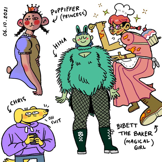 magical girls and also my stupid dog oc 