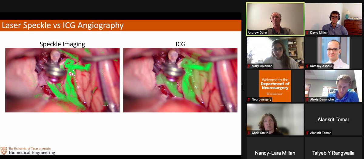 Great discussion about visualizing blood flow during neurosurgery with UT Austin Biomedical Engineering and Dell Medical School’s Cerebrovascular Research Group <a href="/UTBiomedical/">Texas BME</a> <a href="/DellMedSchool/">Dell Medical School</a> #Neurosurgery #BloodFlow