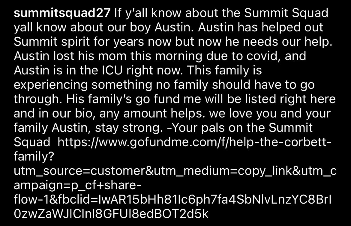 SummitSquad's tweet photo. Please Read and help our brother Austin and his family out💙🧡 https://t.co/mAzPmTBM7Z https://t.co/DF9k1ZlNne