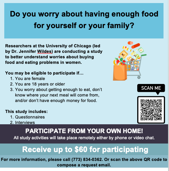 Meredith Kells (@meredithkells) on Twitter photo Our team at University of Chicago is currently recruiting women for a study in food access and eating behaviors. Email stodorov@uchicago.edu or scan the QR code if interested. Please RT and spread the word! Our team at University of Chicago is currently recruiting women for a study in food access and eating behaviors. Email stodorov@uchicago.edu or scan the QR code if interested. Please RT and spread the word!