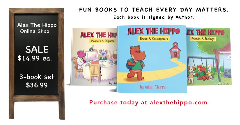 TenaciousGroup's tweet photo. Alex The Hippo Children's books are a great way to teach your little one about living life with purpose. 
Shop--> https://t.co/uCI01VPZGo
#EveryChildMatters #children #elementary #alexthehippo https://t.co/d5dSla9539