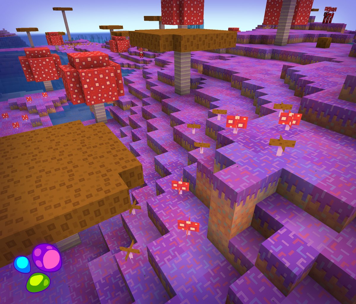 Here's another early preview of my un-named texture pack:  Mushroom biome.