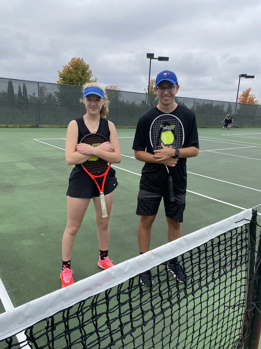 lionsnewstoday's tweet photo. Congratulations to STJ’s tennis team at D10 today! Special congrats to mixed doubles team, Tristan Vince &amp; Mila Brajkovich for placing 1st and girls doubles, Kaya Bartlewski &amp; Olivia Mueller for placing 2nd! Both teams advance to CWOSSA in May! @Stj_Athletics @stjstudentcoun1 https://t.co/FArsmPLKkj