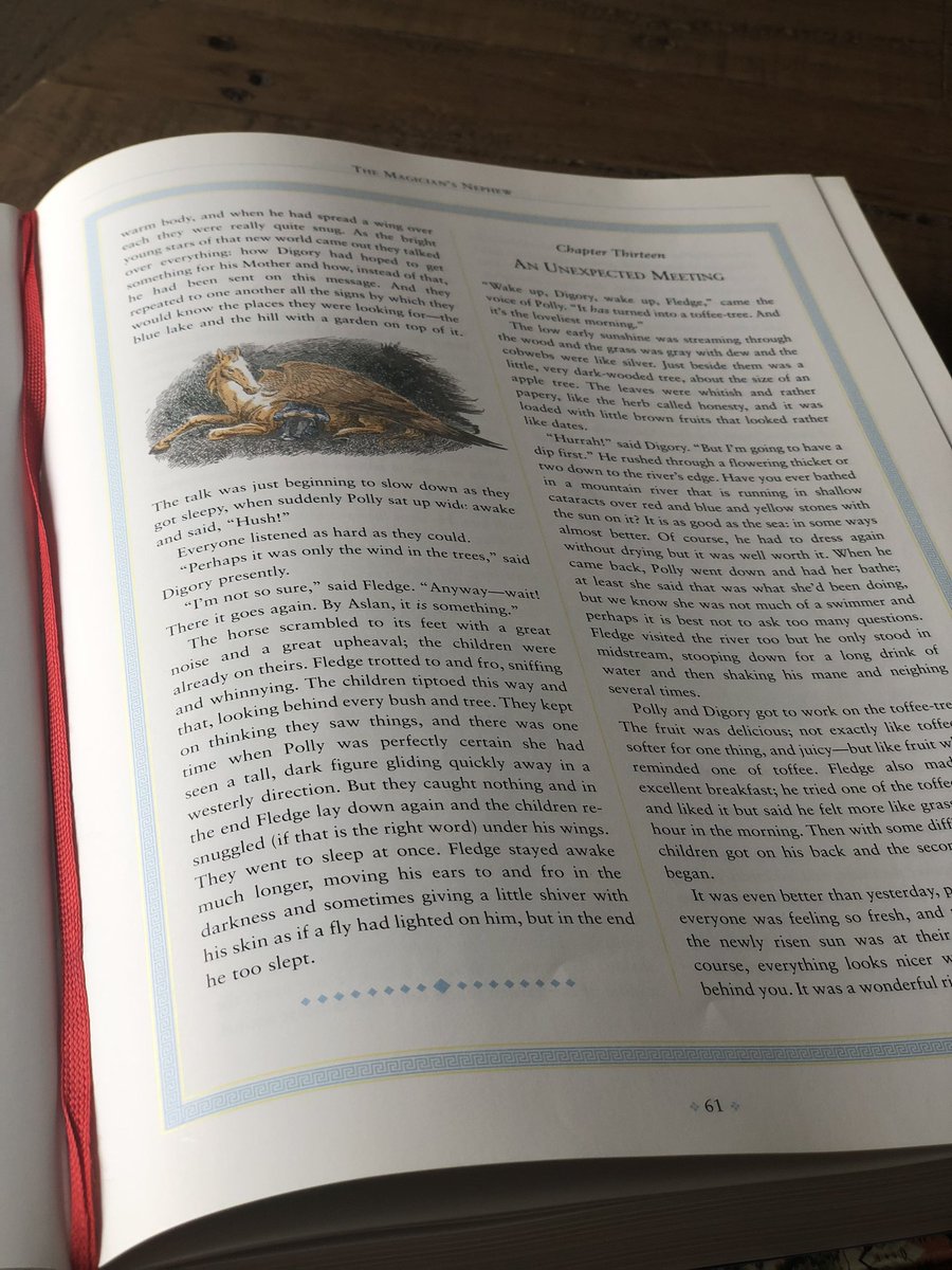 justinohuffman's tweet photo. Been reading The Chronicles of Narnia to the family again lately. I love this beautifully bound collection.

My only complaint: they put Magicians Nephew first which, as every purist knows, is out of order. 

Am I right? 

#cslewis #chronicalsofnarnia #aslan #magiciansnephew https://t.co/Kj0dgVsekg