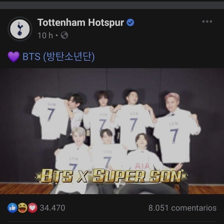 LisNieves2's tweet photo. Army llenemos de hermosos comentarios la publicación que hizo el Tottenham de la foto de los chicos con la camiseta del equipo, hay muchos fifas dolidos en los comentarios, pero en fin BTS World Domination.

Aquí les dejo el link: https://t.co/2ud7lsCGez https://t.co/xH2iV6uaVB