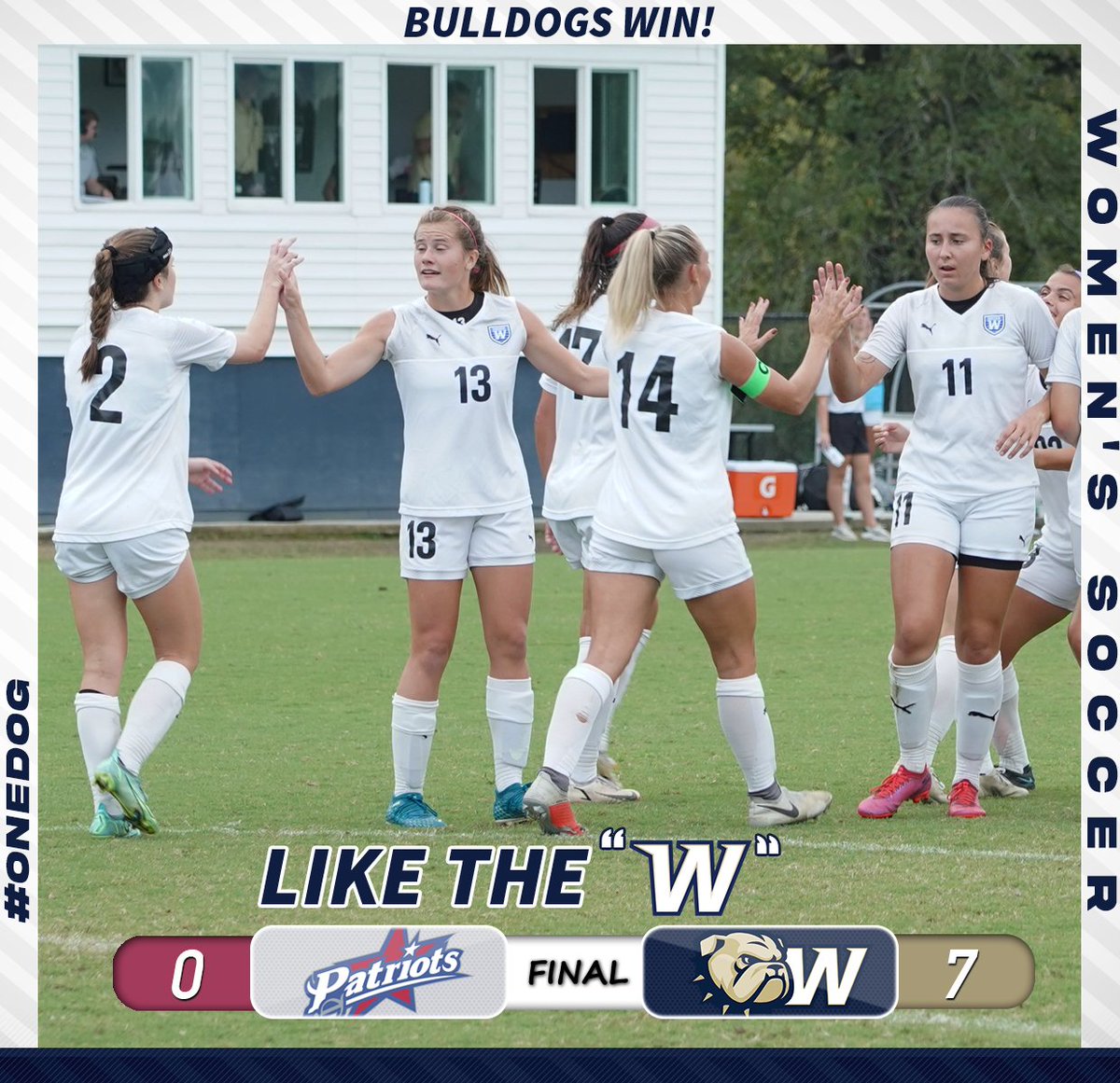 .<a href="/Wingate_WSoccer/">Wingate W Soccer</a> scored 5 times in a 21-minute span in the first half, cruising to a 7-0 win over FMU!!

DeLong &amp; Husted scored 2 goals each; LaFrancis, Rubio Garcia &amp; Cowley added a goal apiece! 'Dogs outshot the Patriots 35-1!

Recap | bit.ly/3aji2aU

#OneDog