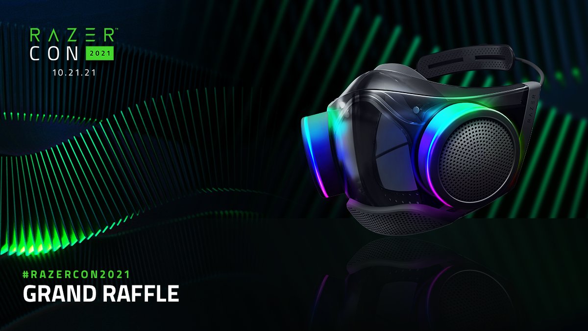 Razer's tweet photo. We’ll be selecting ONE special winner from the #RazerCon2021 Grand Raffle to receive our wearable air purifier once it releases! Simply participate by signing up at https://t.co/hH9CJND3Ah, and gain additional chances to score more sweet gear from us. https://t.co/91tonrBx6n