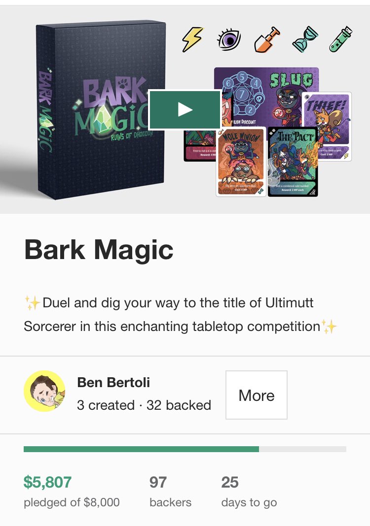 SuperBentendo's tweet photo. Bark Magic is only three backers away from 100 😲 My hope is to reach beyond 100 backers and 75% of funding by Friday night, so please keep spreading the word!

https://t.co/wkJguvjSSe https://t.co/PN9vlGWbqR