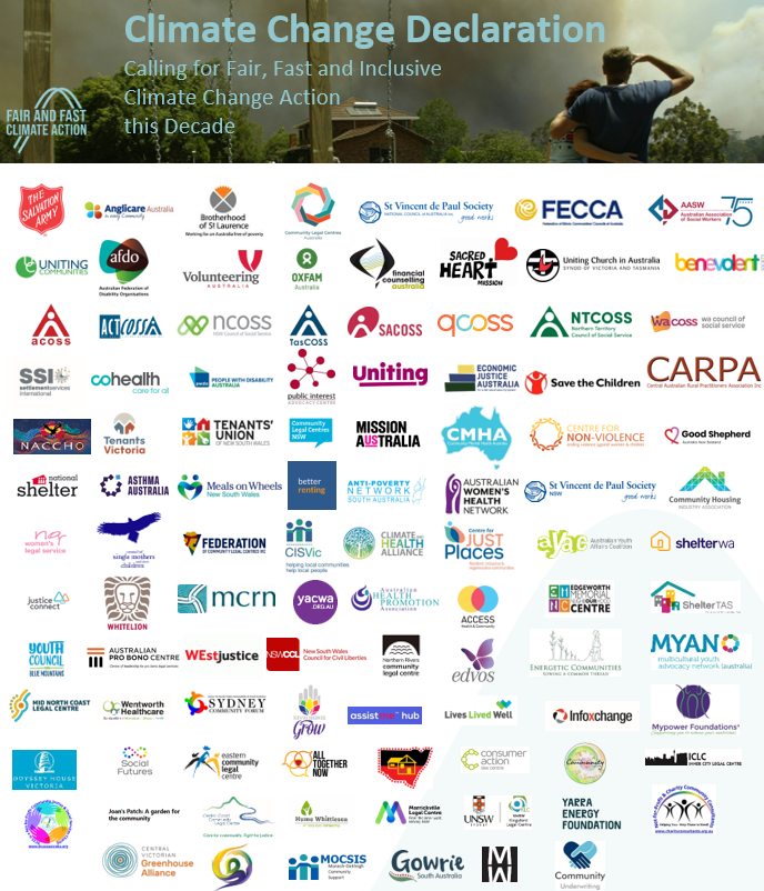 100+ community service orgs and charities have signed the historic Community Sector Climate Declaration, calling on the Fed Govt to commit to stronger emission reduction targets and fair and inclusive policies to cut climate pollution this decade.