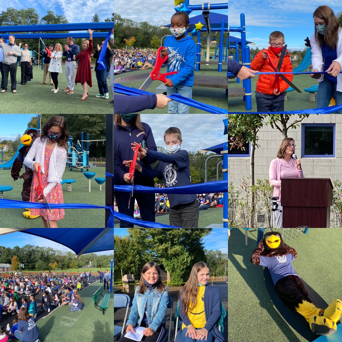 We officially opened our Harrington playground today!! #ribboncutting #mascotfun #weallbelong #inclusive #recessforall #joyinlearning <a href="/lexingtonsuper/">Dr. Julie Hackett</a> <a href="/RoryDOConnor/">Dr. Rory O'Connor</a> @kathleenlenihan
