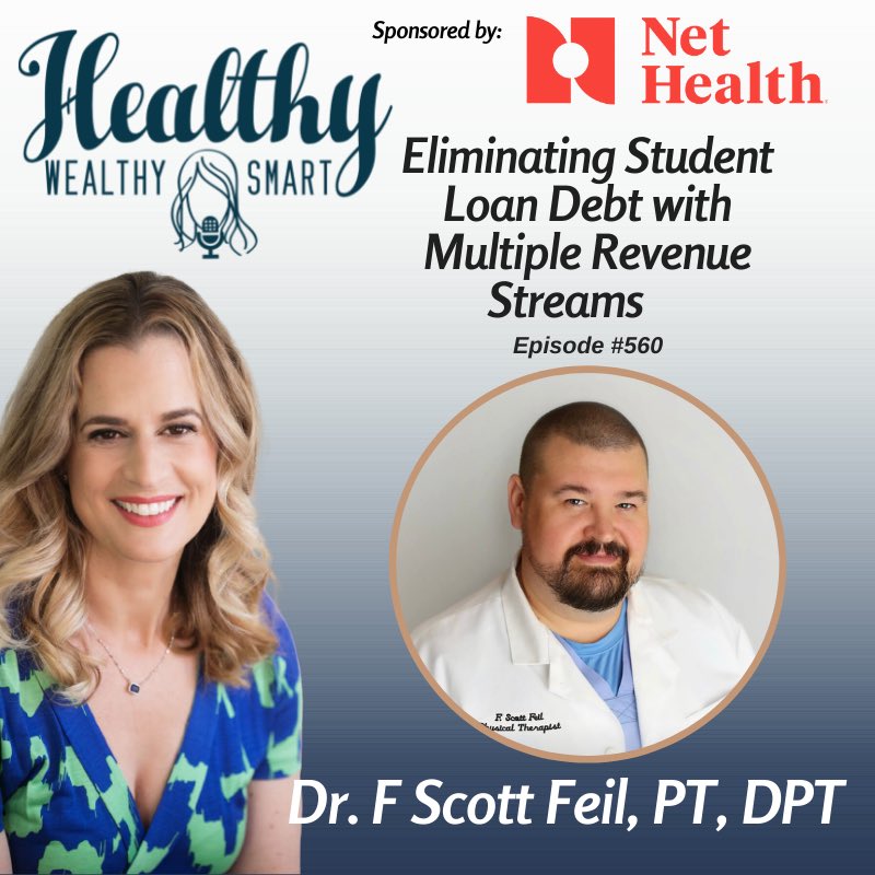 FScottFeil_DPT's tweet photo. I was recently on the Healthy, Wealthy, and Smart Podcast with @karenlitzy  talking about my book and paying off student loan debts quicker and/or more efficiently. Give it a listen all places podcasts are played! #podcast #studentloans #studentloandebt #debtelimination https://t.co/bMxZzBAH8z