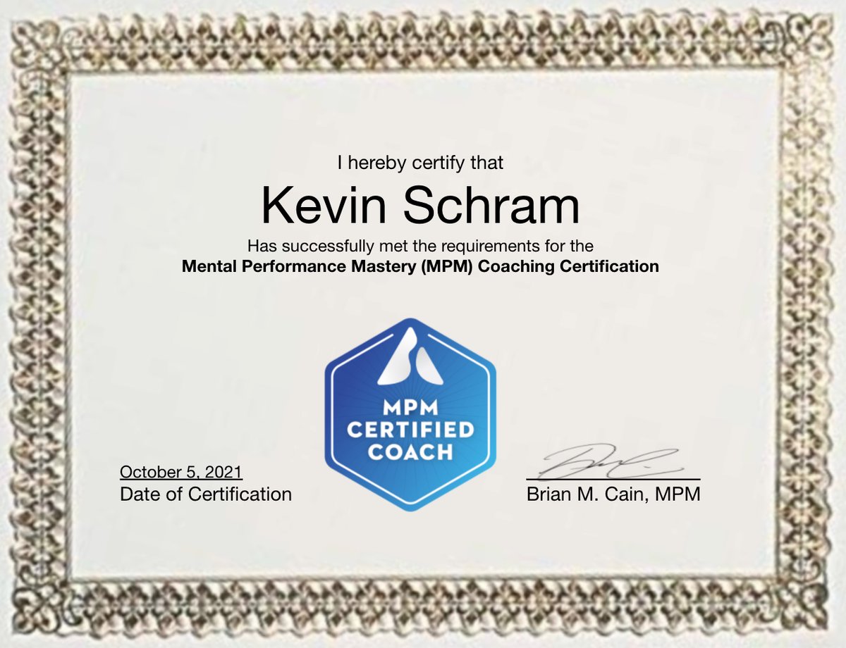 BrianCainPeak's tweet photo. Congratulations to Kevin Schram #MPMCoach on passing the Mental Performance Mastery Coaching Certification Course. Welcome to the team. Thanks for joining us on the journey to educating, empowering and energizing #10MLives
Learn More -> https://t.co/KphxWcXomc https://t.co/zLCFqVYMxZ