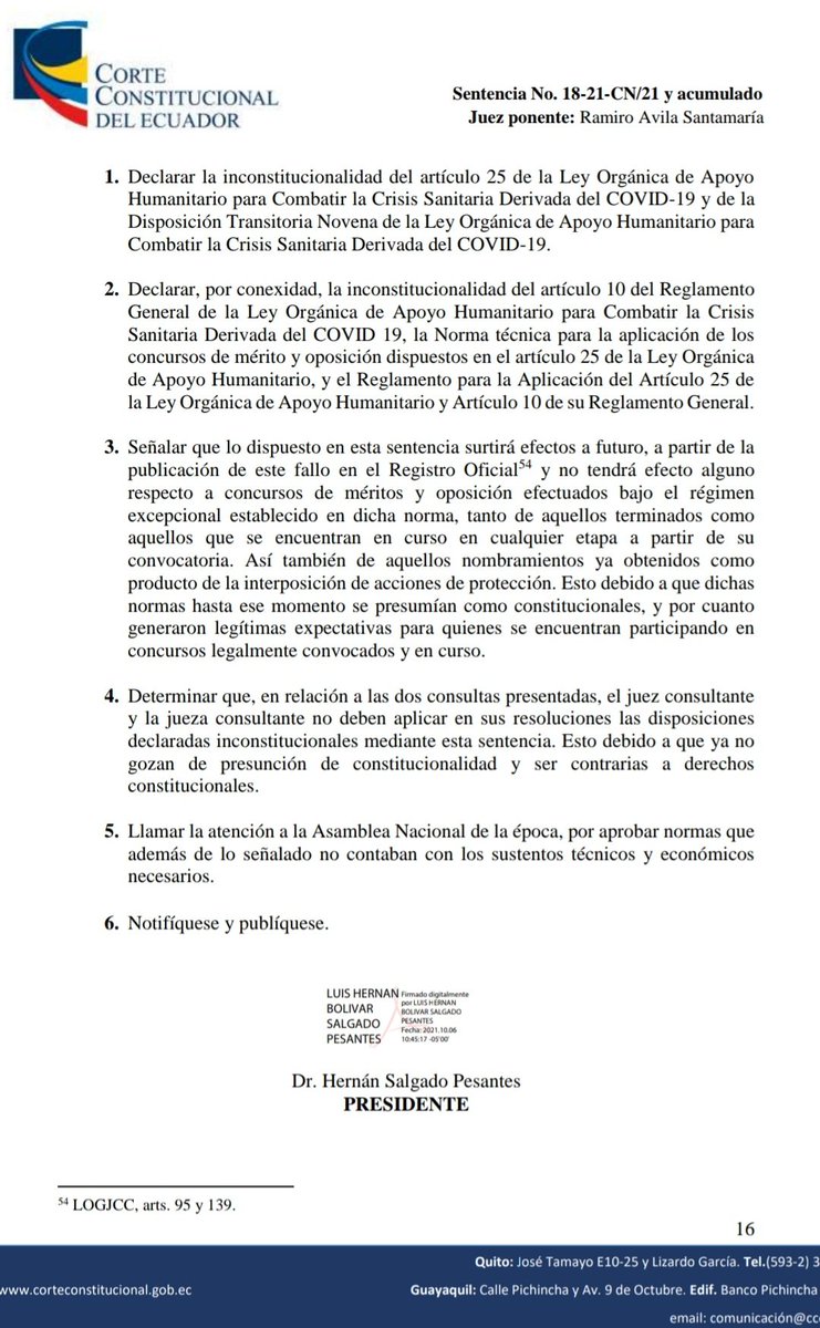 SalimZaidan's tweet photo. Corte Constitucional "de lujo" y su juez favorito Ramiro Ávila declaró la inconstitucionalidad del artículo 25 de la Ley de apoyo humanitario.

Fallaron a favor del PODER, en contra del personal médico que ya no podrá hacer valer su derecho al nombramiento definitivo. https://t.co/AyBKL6PU86