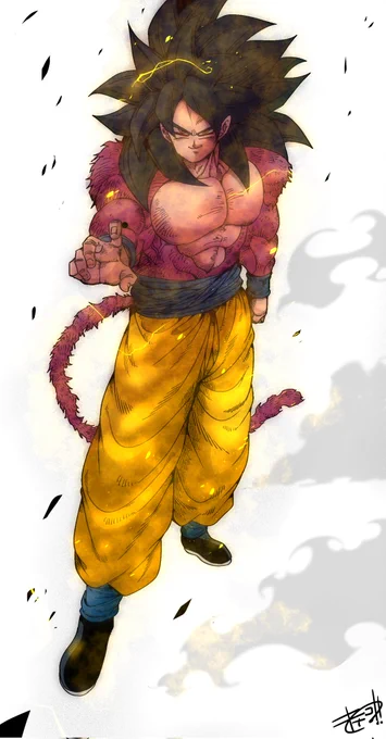 孫悟空超サイヤ人4描きました!🙄🌟
#ドラゴンボール
#イラスト 