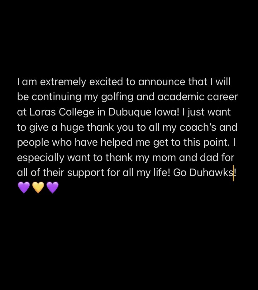 Let’s go Duhawks!💜💛💜<a href="/MuskiesBoysGolf/">Muskie Boys Golf</a> <a href="/GolfLoras/">Loras College Golf</a>