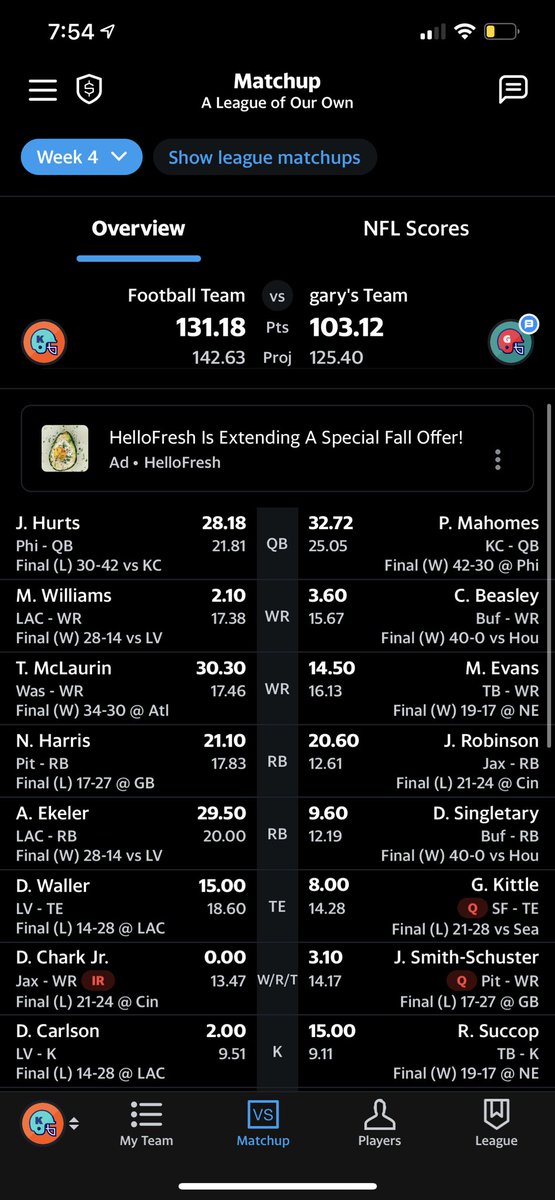 RealSavoryKurt's tweet photo. @AustinEkeler  Thank you for getting me those dubs! Have you in both of my lineups! #BoltUp https://t.co/XmuRRe4u8K