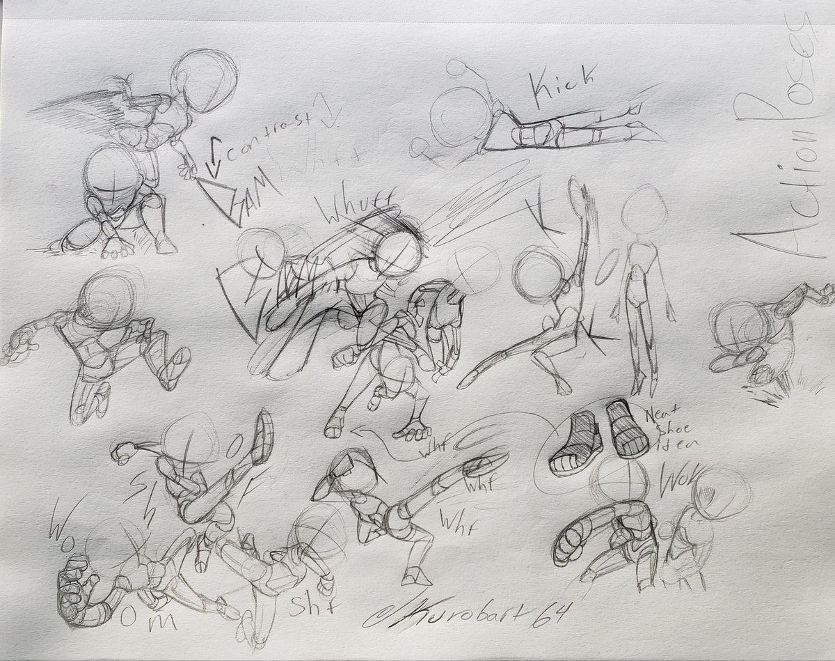 Kurobart64's tweet image. Sketches I made to get good at action. I made the first one from imagination, and it actually looks good!
#sketch 
#sketchbook 
#sketchyart