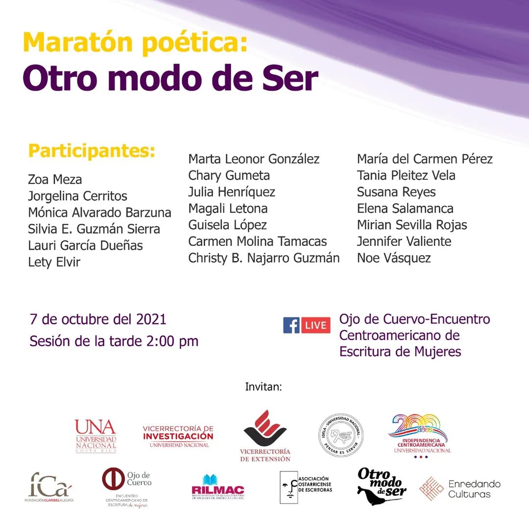 Nos sumamos a la última jornada del #EncuentroOjoDeCuervo con una maratón de lectura poética a través de #FacebookLive 👇👇